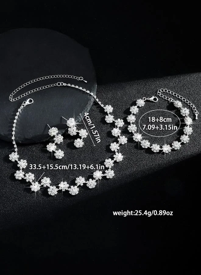 Take Two  3-Piece Embellished Flower Necklace, Bracelet And Earrings Jewelry Set for Women | Best Price UAE